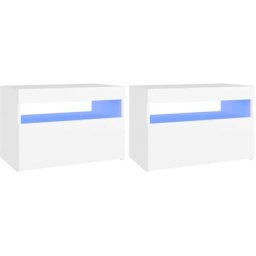Tables de chevet à led 2 pcs Blanc 60x35x40 cm Aggloméré Vidaxl Blanc