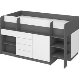 Bim2 - commode de lit mobile avec bureau smile p 204x 112x112cm côté droit graphite blanc