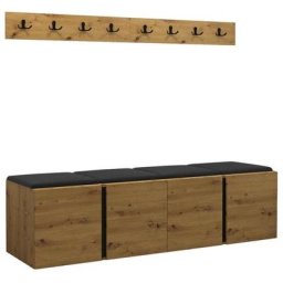 Mobilier1 - Ensemble entrée Hartford 276, Faux cuir Soft 011, 168x46cm, Chêne artisanal, Stratifié,