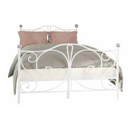Lit Elmira 101, Blanc, Unique, 120x200, Métal, Sommier à lattes, 125x207x104cm - Blanc