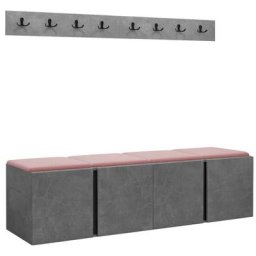 Mobilier1 - Ensemble entrée Hartford 276, Manila 09, 168x46cm, Béton, Noir, Tapisserie, Stratifié,
