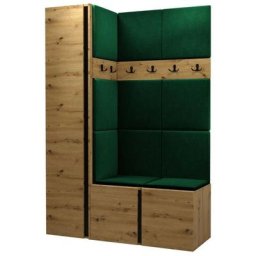 Ensemble entrée Miami 393, Chêne artisanal, 186x124x44cm, Chêne artisanal, Stratifié, Tapisserie,