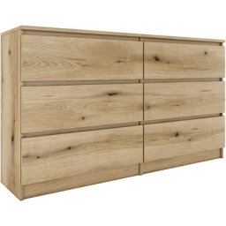 Aster - Commode large chambre salon bureau - 6 tiroirs - 138x40x77cm - 6 tiroirs - Style scandinave