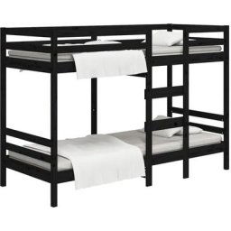 Lit superposé Noir 80x200 cm Bois de pin massif Vidaxl Black