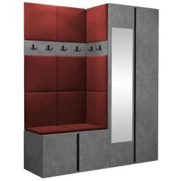 Ensemble entrée Hartford 278, Manila 23, 186x158x46cm, Miroir, Rouge, Béton, Tapisserie, Stratifié,
