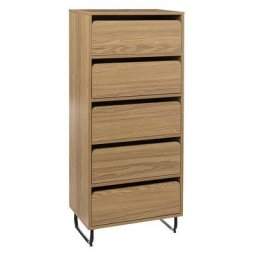 5five - Commode 5 tiroirs Filo effet bois naturel - 5 five simply smart - Effet chene naturel et