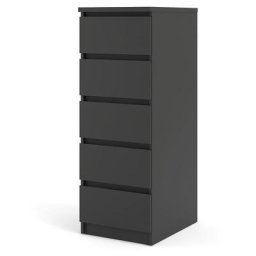 Nada Commode étroite à 5 tiroirs, noir mat. - Noir