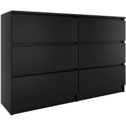 MILAN - Commode de chambre large 6 tiroirs - 30x120x77cm - Style scandinave - Meuble de