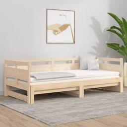 Maisonchic - Lit adulte Contemporain | Lit coulissant Bois de pin solide 2x(90x190) cm 54808 - Brun