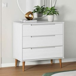 Commode Armoire à tiroirs Meuble de Rangement - Style Contemporain molde Blanc 80x40x80 cm Bois de