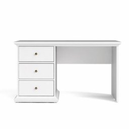 Venedig Bureau avec 3 tiroirs, largeur 130 cm, hauteur 73 cm, blanc. - Blanc