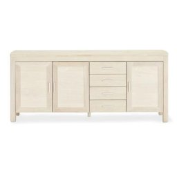 Veneto Buffet avec 3 portes et 4 tiroirs, en chêne blanchi.