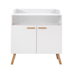 MatsBaby Commode à langer 2 portes, 1 espace ouvert, blanc.
