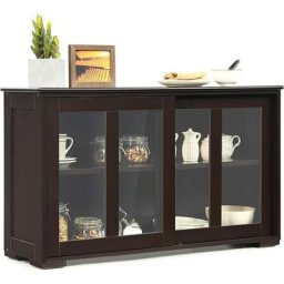 Buffet de Cuisine Meuble Commode Rangement Cuisine L106,5 cm – mdf Café 2 Etagères avec 2 Porte