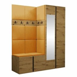 Ensemble entrée Hartford 278, Manila 32, 186x158x46cm, Miroir, Chêne artisanal, Stratifié,