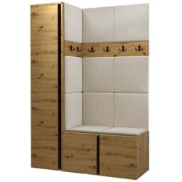 Ensemble entrée Miami 393, Chêne artisanal, 186x124x44cm, Chêne artisanal, Stratifié, Tapisserie,