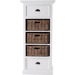 Ebuy24 - Halifax Grand commode avec 3 tiroirs en bois et 3 paniers tiroirs, blanc.