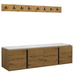 Mobilier1 - Ensemble entrée Hartford 276, Faux cuir Soft 017, 168x46cm, Chêne artisanal, Faux cuir,