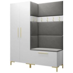 Ensemble entrée Hartford F100, Blanc, 196x158x44cm, Blanc, Tapisserie, Stratifié, Mural, Mis - Blanc