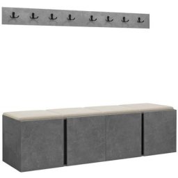 Mobilier1 - Ensemble entrée Hartford 276, Manila 02, 168x46cm, Béton, Noir, Tapisserie, Stratifié,