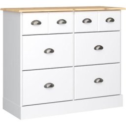 Noah Commode avec 2 + 4 tiroirs, blanc, délavé et verni. - Blanc