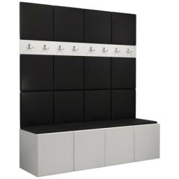 Ensemble entrée Hartford 268, Faux cuir Soft 011, 186x168x46cm, Blanc, Stratifié, Faux cuir, Mural,
