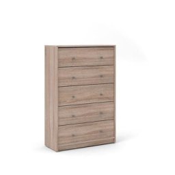 Maria Commode haute avec 5 tiroirs, finition couleur truffe.