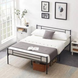Cadre de Lit 140 x 190 avec Sommier - Lit 140x190 avec Pieds - Support de Lattes - en Acier