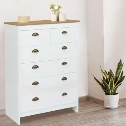 Commode 6 tiroirs vintage isis bois et blanc - Blanc