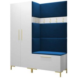 Ensemble entrée Hartford F100, Blanc, 196x158x44cm, Blanc, Tapisserie, Stratifié, Mural, Mis - Blanc