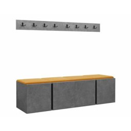 Mobilier1 - Ensemble entrée Hartford 276, Manila 32, 168x46cm, Noir, Béton, Stratifié, Tapisserie,