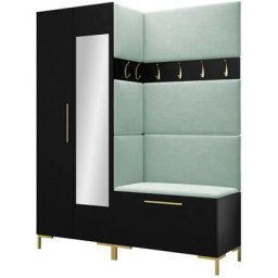 Ensemble entrée Hartford F107, Manila 11, 196x158x46cm, Miroir, Noir, Tapisserie, Stratifié, Mis,