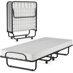 Lit Pliant avec Matelas en Mousse à Mémoire de Forme de 10 cm, Cadre de Lit en Métal Robuste en
