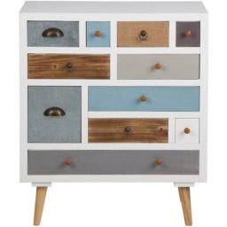 Thames Commode blanche avec 11 tiroirs multicolores. - Blanc