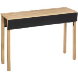 Console extensible en mdf coloris naturel / noir - Longueur 111 x Profondeur 37.5-50 x Hauteur 80