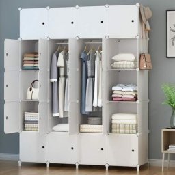 Armoire Penderie 20 Cube Portable Étagère de Rangement Garde-Robe de Rangement avec 3 Tige