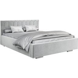 Lit rembourré avec tiroir de lit BoxSpring Lit 02 - 140x200 - Silver (trinity 32)