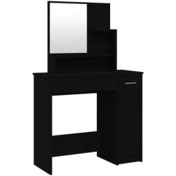 Coiffeuse avec miroir noir 86,5x35x136 cm Vidaxl Black