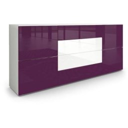 Buffet Commode Dressoir Crédence Rova en Blanc - haute brillance & tons naturels - Mûre haute