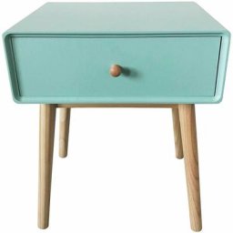 Red Deco - Table de chevet en bois avec tiroir de style scandinave olaf vert d'eau
