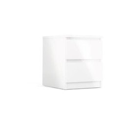 Nada Table de chevet à 2 tiroirs, blanc brillant. - Blanc
