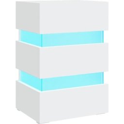 Table de chevet à led Blanc 45x35x67 cm Bois d'ingénierie Vidaxl Blanc