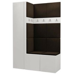 Ensemble entrée Miami 393, Blanc, 186x124x44cm, Marron, Blanc, Stratifié, Tapisserie, Mural, Mis