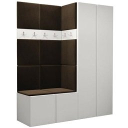 Ensemble entrée Hartford 266, Blanc, 186x158x46cm, Blanc, Marron, Stratifié, Tapisserie, Mural, Mis