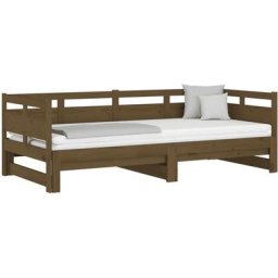 Lit coulissant Marron miel Bois de pin massif 2x(90x200) cm vidaXL - marron miel