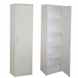 Nabiel - Armoire de rangement avec serrure - Meuble bureau avec clé - 45x35x180 cm Blanc - Blanc