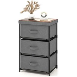 Commode 3 Tiroirs en Tissu, Commode Chambre Adulte avec Cadre en Métal, Meuble Tiroir Rangement
