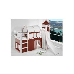 Lit mi-haut jupiter avec toboggan - 90 x 190 - Pirate marron