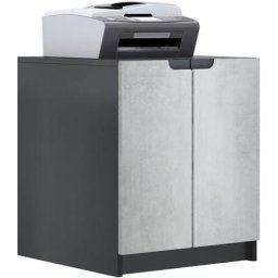Vladon - Commode d'imprimante armoire à dossiers Logan noir mat - haute brillance - Façades en
