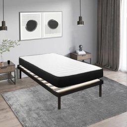 Lit 90x190 cm avec Sommier et Matelas - Matelas 90x190x22cm Mémoire de Forme - Sommier 90x190cm